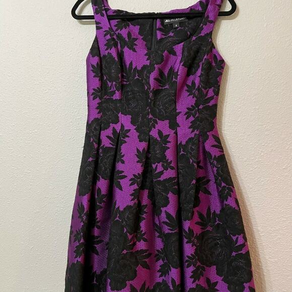 Jill Stuart Purple Floral Jacquard A Line Dress Womens 4 Sleeveless Mini Formal - Picture 3 of 8